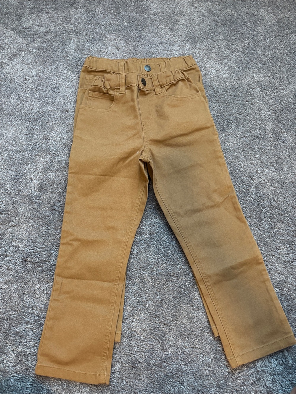 Kids Stretch Cotton Blend Pants - Tan